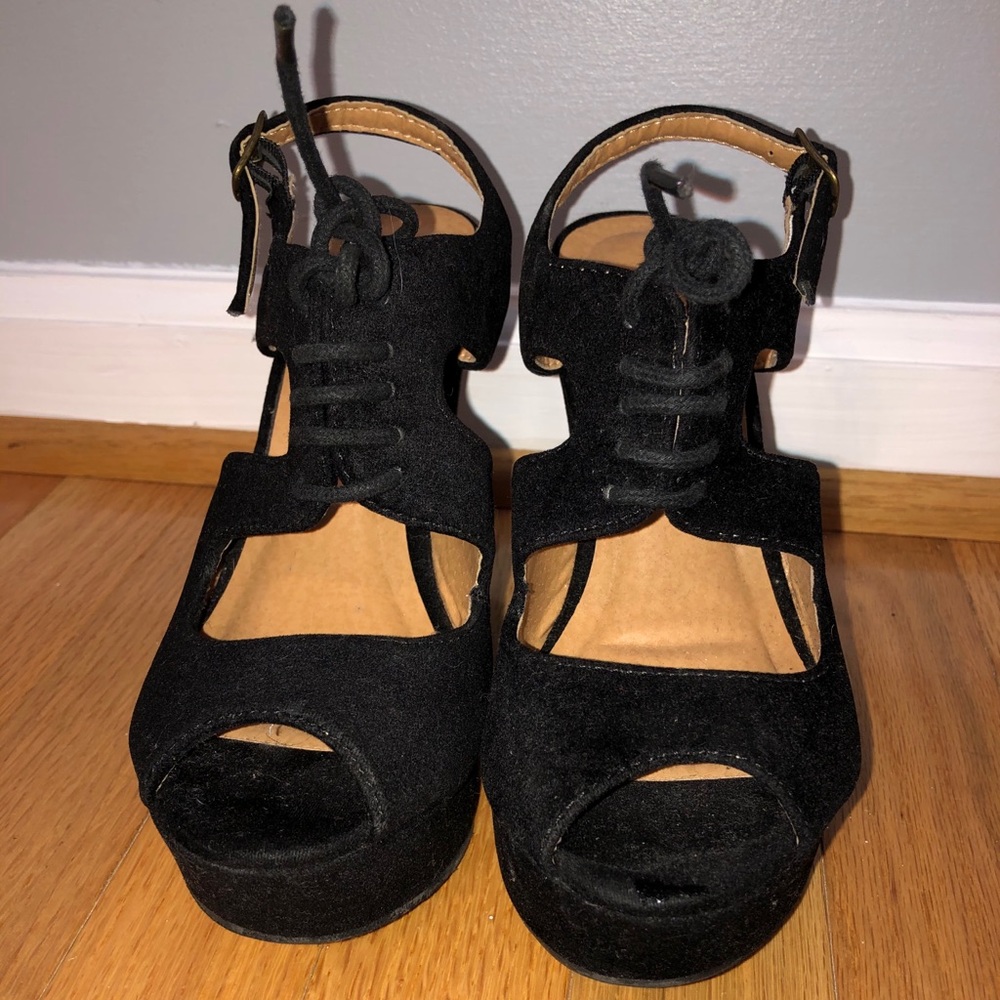 Top Moda black wedge heels